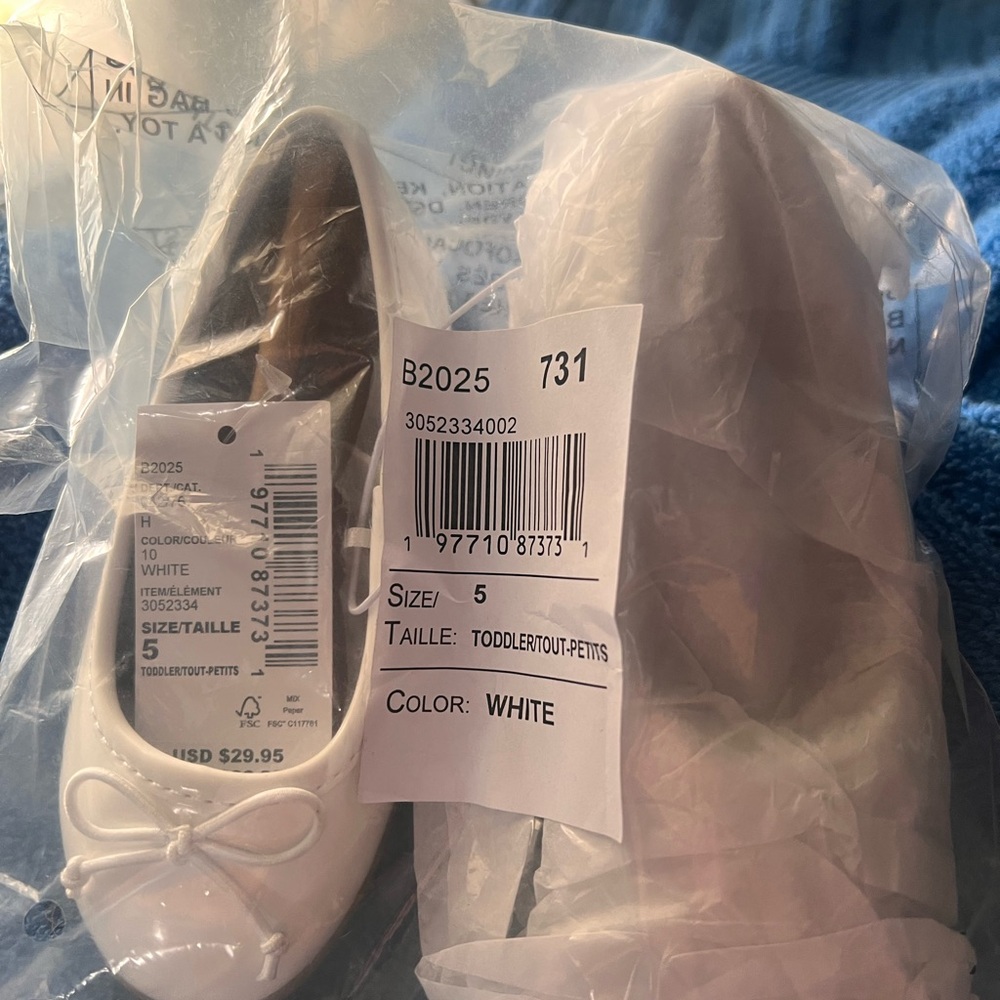 White Toddler Ballet Flats with Bow